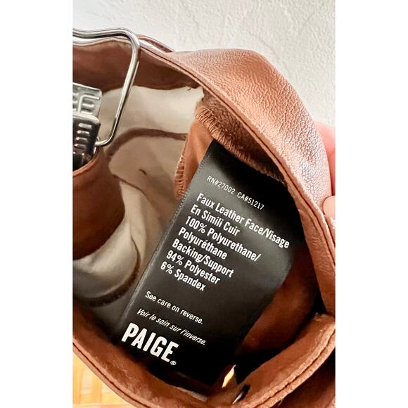 Paige Stella Super High Waist Straight Leg Faux Leather Pants Dark Argan - Picture 7 of 8